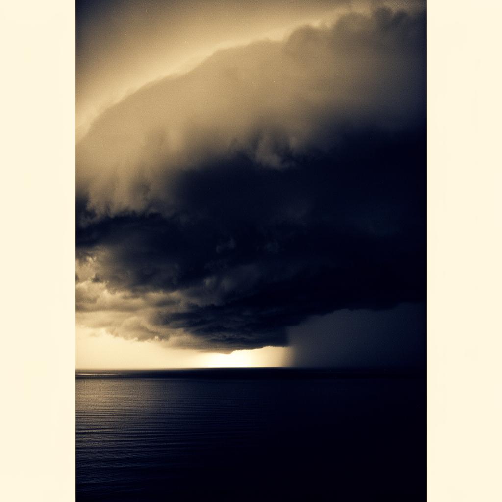 A vast dark storm front advancing across a calm sea – a visual metaphor for risk gathering beyond the priced horizon.